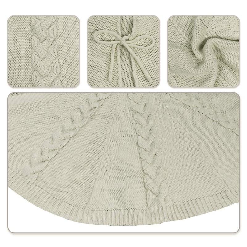 White Knitted Christmas Tree Skirt 48 Inch 36 Holiday Home Party Decor