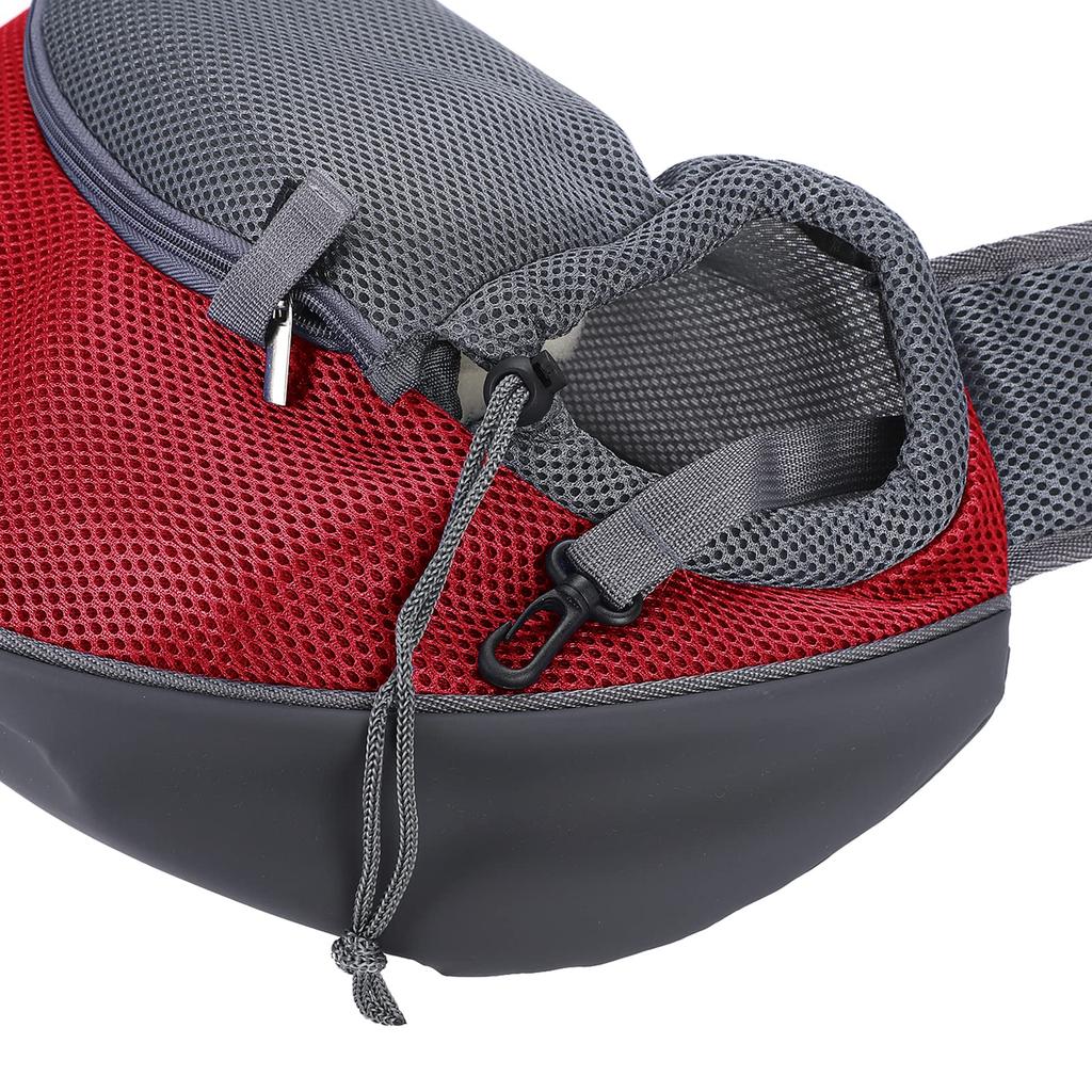 QCHOMEE Собака Питомец для Маленьких и Средних Переноска Регулируемая с Основанием Плечо Сетка Безопасность Диагональное Плечо Легко для Похода Красный Переноска, Слинг, Собаки,