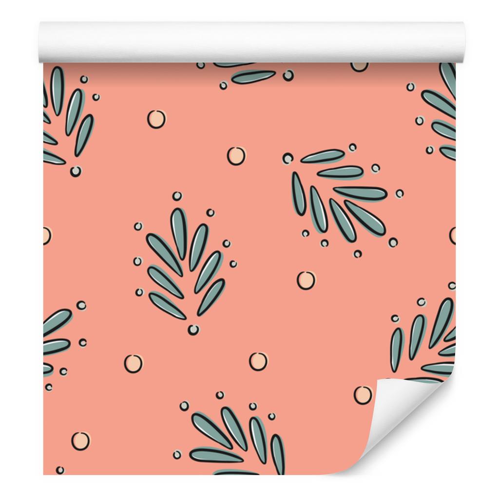 Wallpaper Small flowers coral, peach and orange 50x1000