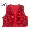 Comfortable Sleeveless Costume Shiny Sequin Vest for Kids Adults, Sparkling Disco Party Vest, Shimmering Gold Layering Piece Performance Halloween