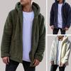 Men's Casual Solid Color Hooded Jacket Heavy Plush Jacket