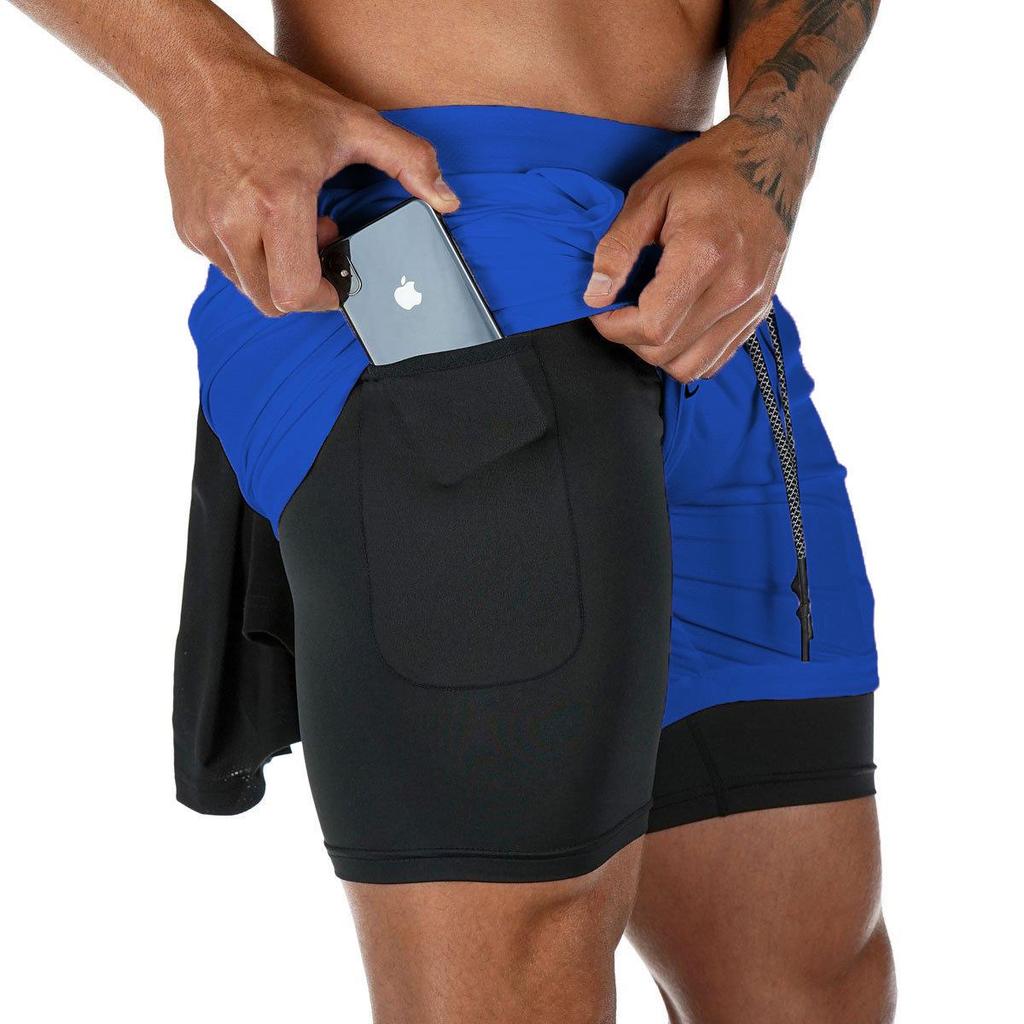 Men's Quick-Dry Double-Layer Breathable Sports Shorts for Squatting, Jogging, and Basketball