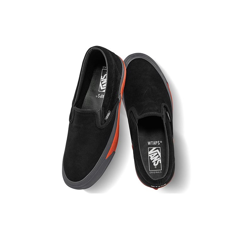 WTAPS x Vans Slip-On Series Lx Ретро Повседневные Низкие Кеды для Скейтбординга Унисекс Черный Оранжевый VN0A45JK20E