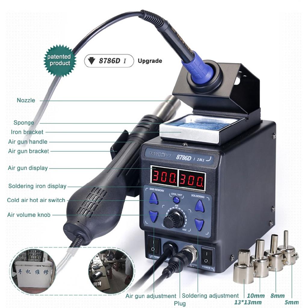 700W I Upgrade Rework Station Digital Display Iron SMD Heat Hot Air Soldering Station Welding