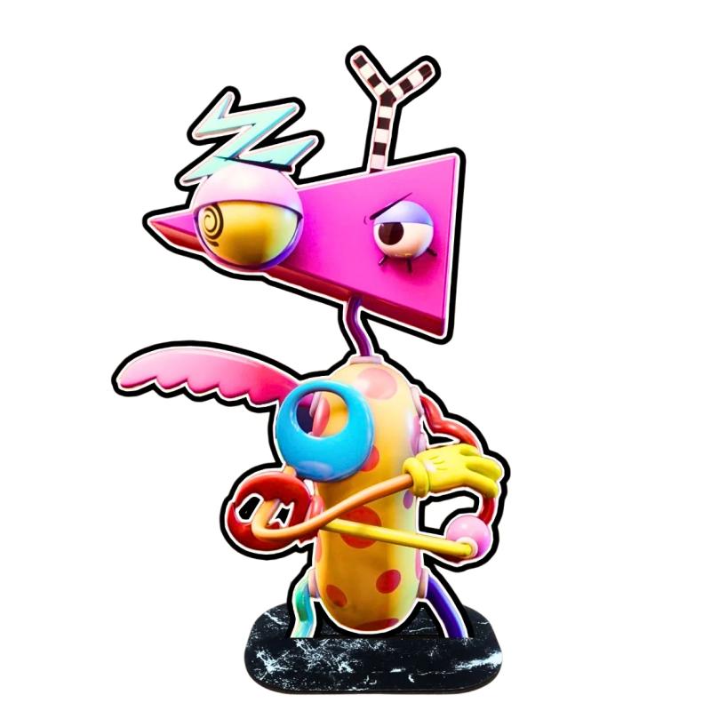 Pomni Caine Wooden Stand Figure Cute Cartoon Anime Character HD Print Smooth Desk Decor Lovely Ornament Collection Gift For Fans