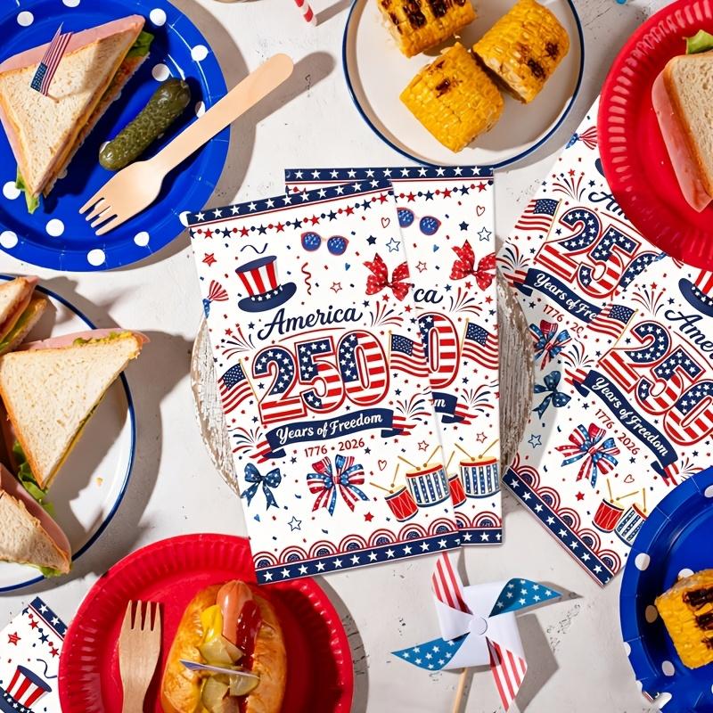 20/40Pcs 250th American Independence Napkins, Dinner Paper Dining Table Decor for Birthday Party United States Party Supplies