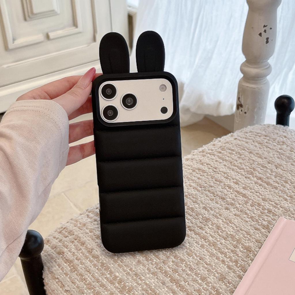Силиконовый чехол с ушками кролика для iPhone 17 Pro Max и Apple 16 Pro - Ударопрочный чехол