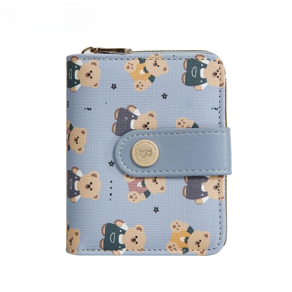 Bear Pattern Print Ladies Wallet Card Case Made Of Pu With Antitheft Features For Women