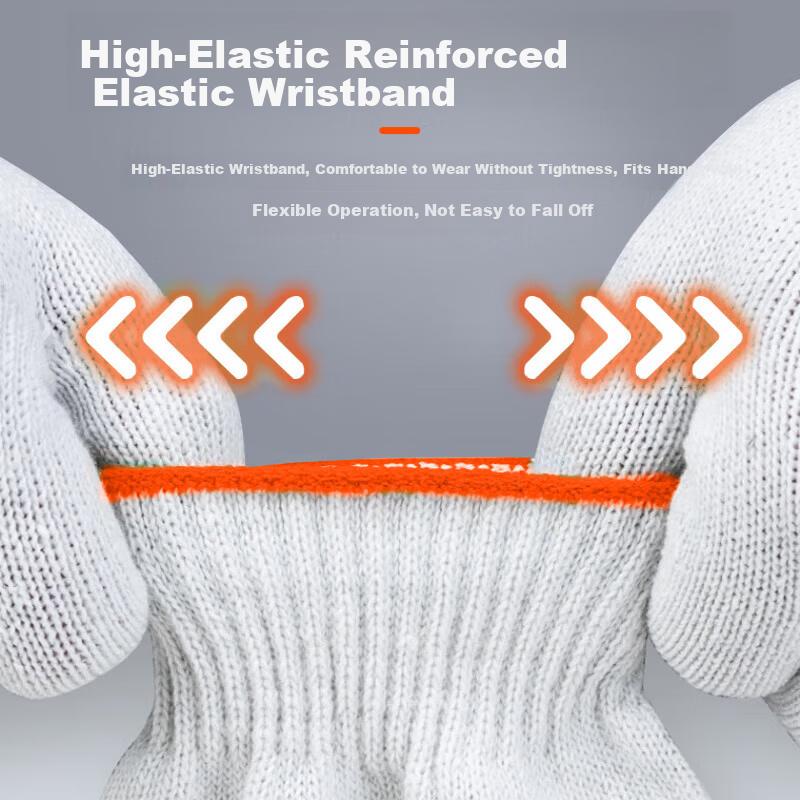 Labor Protection Gloves, 320g Orange Edge 12 Pairs Industrial Work Gloves, Unisex Protective White Thickened Wear-Resistant Non-Slip Work Gloves