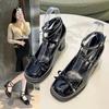 Retro Cross-Tie Pumps Casual Summer Round Toe Shoes Ladies Sweet Fashion Shoes Woman Bow Design