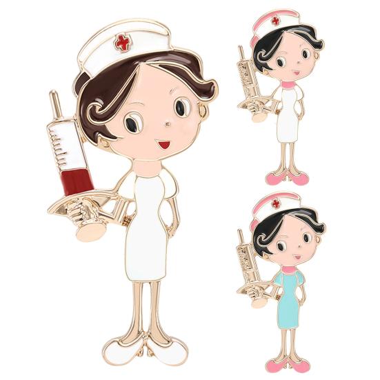 Брошь для медсестры, мультяшная форма медсестры, изысканная цветостойкость, антикоррозийная, антиокислительная, гладкое пальто, шарф, сумка, украшение для шляпы, брошь, булавка для одежды, ювелирные изделия