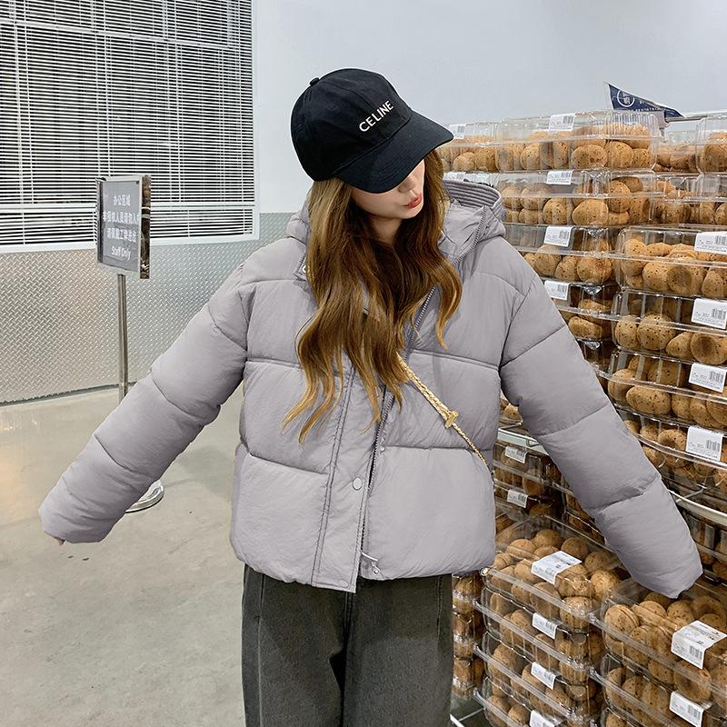 Осень-зима 2023, новый пуховик с капюшоном и бутоном цветка, студентка, короткое утолщенное модное пальто «хлеб»