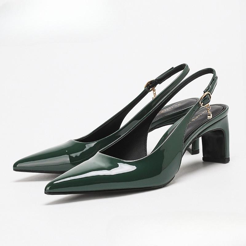 Fashion Pointed Toe Pumps Woman Sandals Patent Leather Elegant Office Woman Shoes Sexy Slingback High Heels Zapatos De Mujer