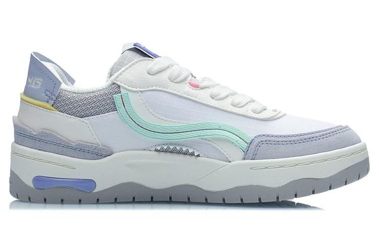 Li Ning CF Tracing Textile, Synthetic Leather Non slip Lightweight Low top Skateboard Shoes Women's Blue White AGCR300-1