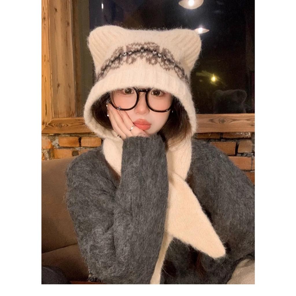 Knitted Hats, Women's Hats, Warm Hats, Windproof Hats, Ear-protecting Hats, Woolen Hats, Cold-proof Hats, and Woolen Hats