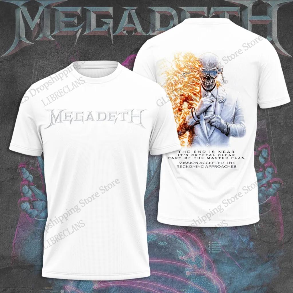 Тяжелый металл Рок-группа Megadeth 3D-печать Креативный Хип-хоп Крутой Топ Летний Мужской Повседневная Мода Короткий рукав Круглый вырез Одежда