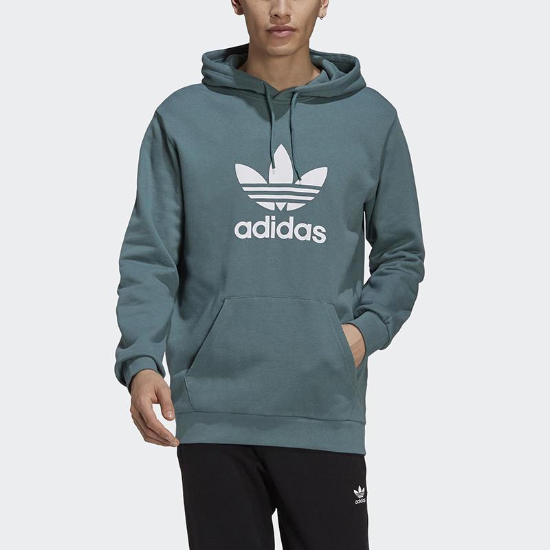 Adidas Мужская толстовка с капюшоном Originals Trefoil с длинными рукавами, зеленая GN3461