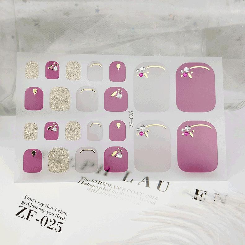 New Foot Stickers, Nail Art Stickers, Waterproof Onion Powder 5D Imitation Diamond Toenail Stickers