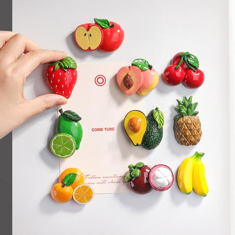 Resin Fruit Magnetic Patch Simulation Food Fridge Magnetic 3D Fruit Refrigerator Sticker AVE