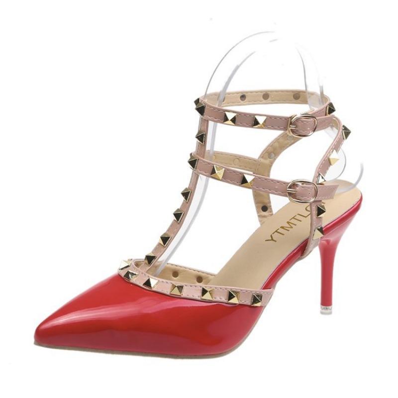 Женская мода Сексуальные 2025 Новые украшенные пряжками и заклепками туфли-лодочки на высоком каблуке для платья, свидания, свадьбы, банкета, вечеринки, туфли-стилетто на высоком каблуке