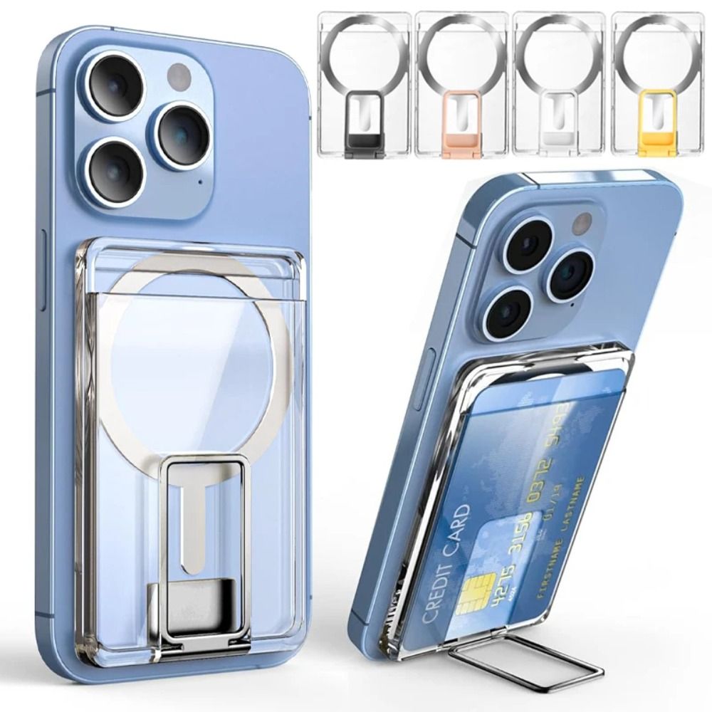 Card Case Card Bag Transparent Phone Kickstand for Apple Magsafe for iPhone 15 14 13 12