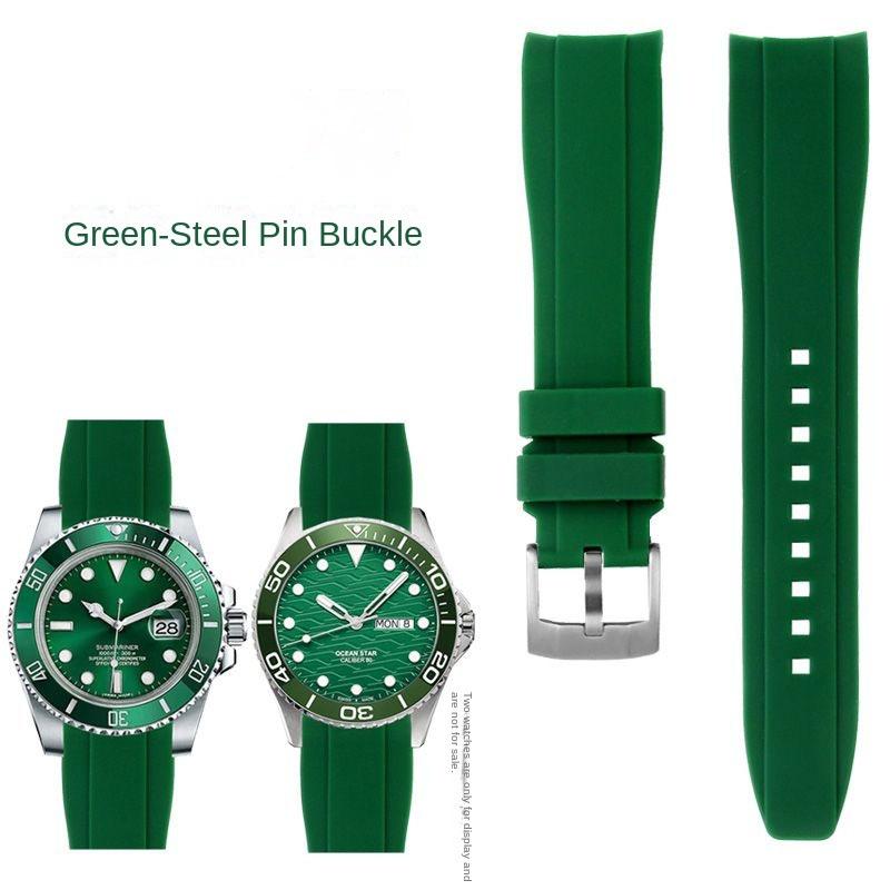 Изогнутый резиновый ремешок для Rolex Water Ghost Seiko Mido helmsman Casio swordfish arc водонепроницаемый силиконовый ремешок для дайверских часов 22 мм