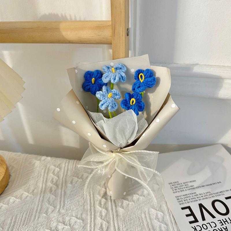 1 шт., украшение дома ручной работы, подарки для свадебной вечеринки, искусственный букет, вязанные крючком цветы, День святого Валентина