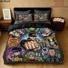 Jojos Bizarre Adventure Pattern Bedding Quilt Set Quilt Cover Pillowcase Home Birthday Gift(1 * duvet cover + 2 * pillowcase, without core)