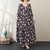 Autumn Thin Cotton Linen Fat MM Long Sleeved Loose Casual Slimming Cake Big Swing A-line Dress for Women Dresses