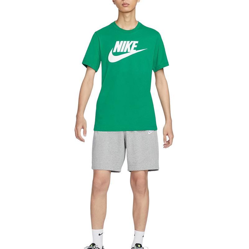 Nike SS24 Letter Logo Повседневный свитер Трикотажный спортивный мягкий удобный прочный классический круглый вырез короткий рукав футболка мужская футболка павлинье-зеленый AR5005-365