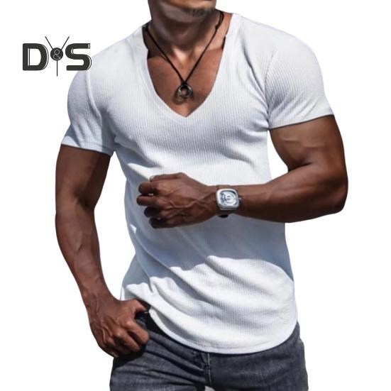 Моющаяся мужская рубашка с v-образным вырезом, шикарная летняя мужская базовая футболка, топ для фитнеса