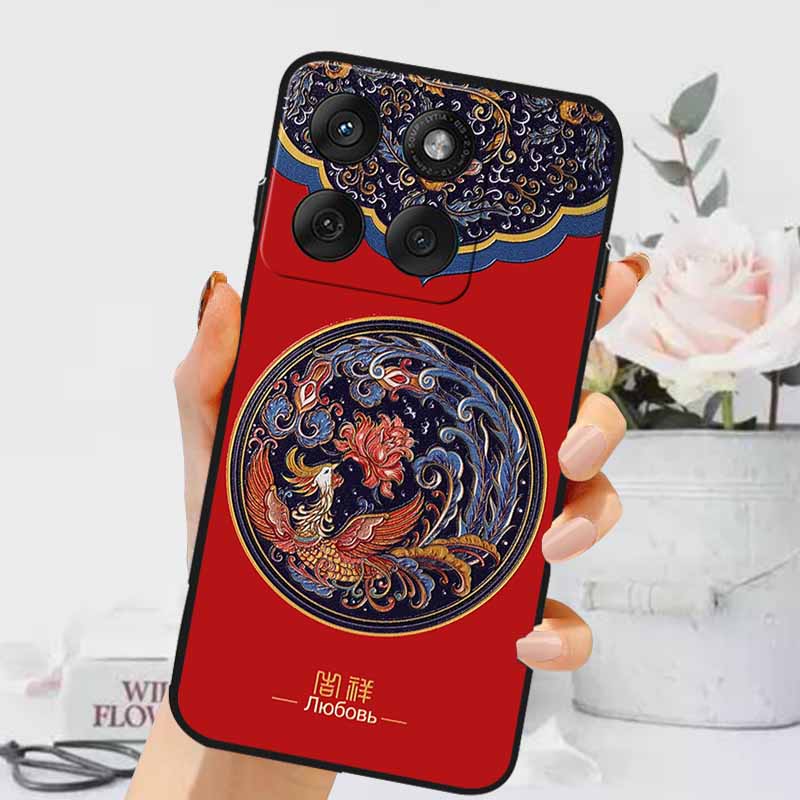 3D Тисненые Чехлы Для Edge 60 Fusion / Edge 60 Pro Рельефные Тисненые Ретро Силиконовая Задняя Крышка Для Edge 60 Stylus Черный Funda 60 Pro