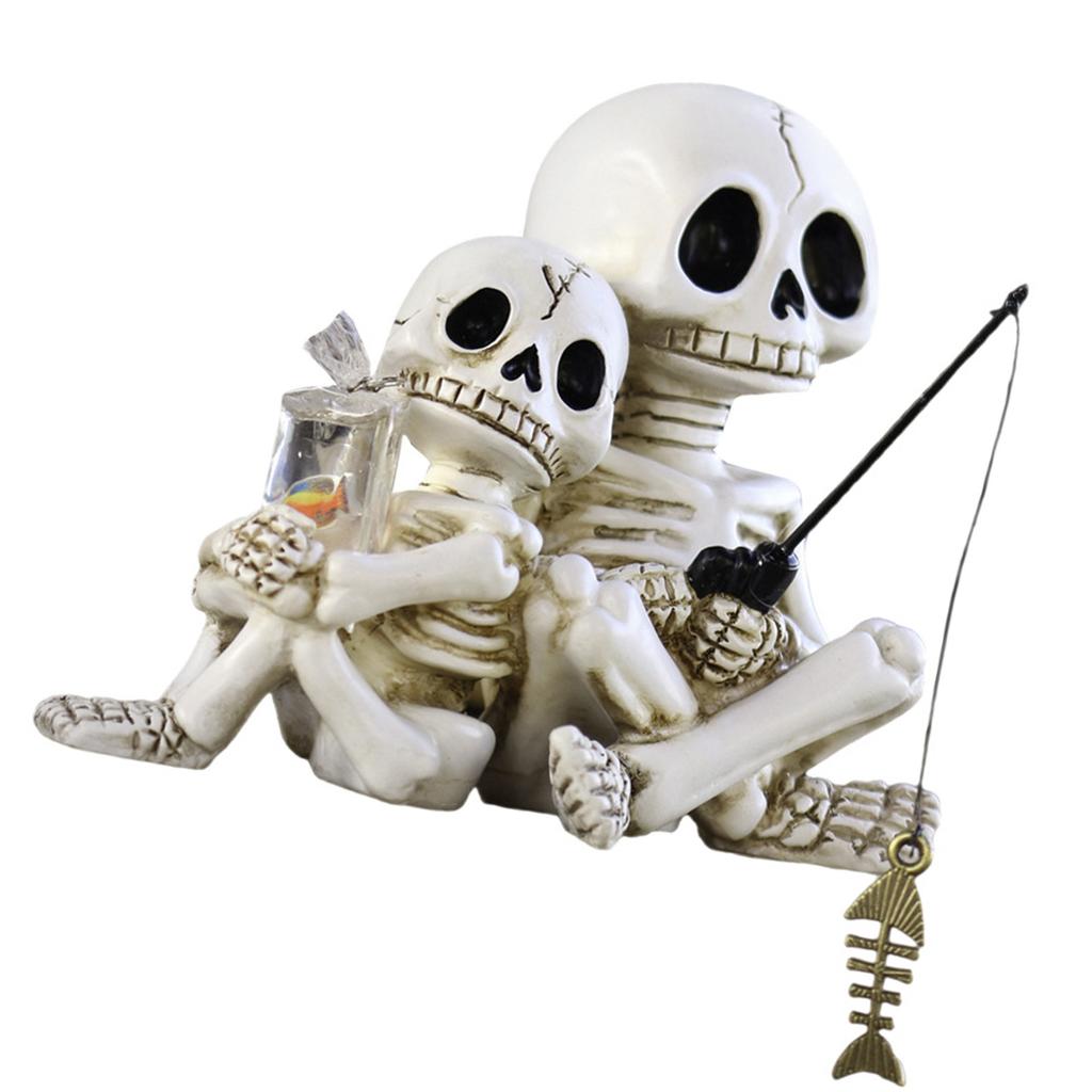 Рыбалка Статуи Черепа Хэллоуин Декор Коллекционные Фигурки Реалистичная Скульптура Черепа для Сада на Открытом Воздухе Пруд Фонтан
