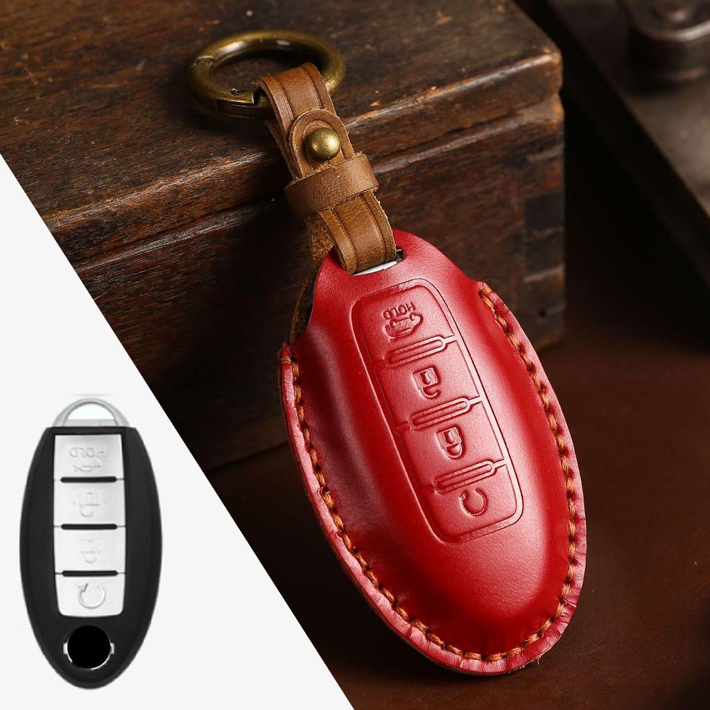 Чехол для ключа Nissan: Подходит для Qijun, Qashqai, Tiida, New Teana, Sylphy - Кожа Crazy Horse
