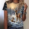 Модная повседневная свободная футболка с коротким рукавом и круглым вырезом с принтом животных для женщин