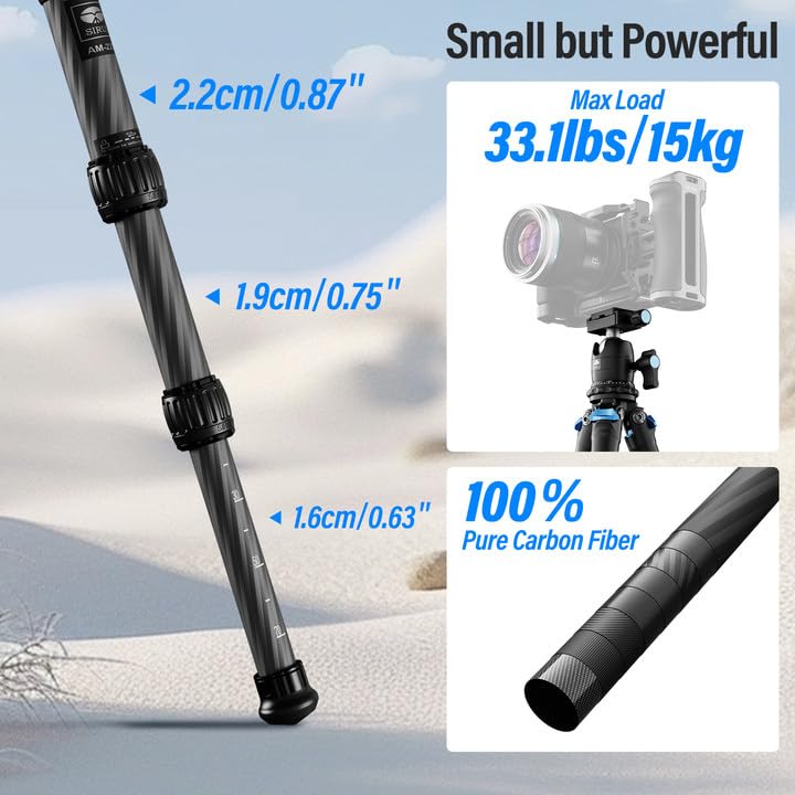 SIRUI Carbon Fiber Travel Ball Mini Desktop Tripod for Mirrorless Retracted Length Maximum Height Tripod, 360°B-00K Arca-Swiss Head, Cameras, 12.1",
