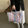 Stripe PVC Striped Tote Bag Letter Print Letter Prints Handbags  Grocery Handbag
