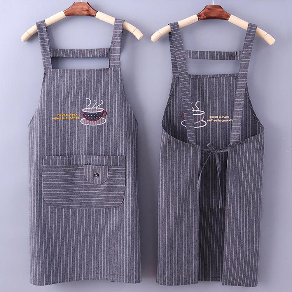 Cute Cotton Kitchen Apron Household Oil-Proof Coffee Chef Hand Wipe Apron With Big Pocket Women Baking BBQ Accessories