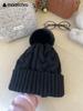 Hat Women'S Winter Solid Color Korean Knitted Hat Premium Sense Fleece Warm Ear Protector Fashion Wool Hat