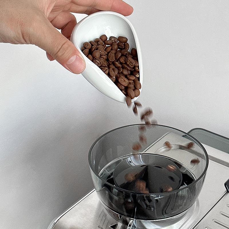 Coffee Beans Dose Trays Wooden Bean Shovel Scoops Ceramic Weighing Bean Dish Coffee Powder Measuring Tray Coffee Accessories