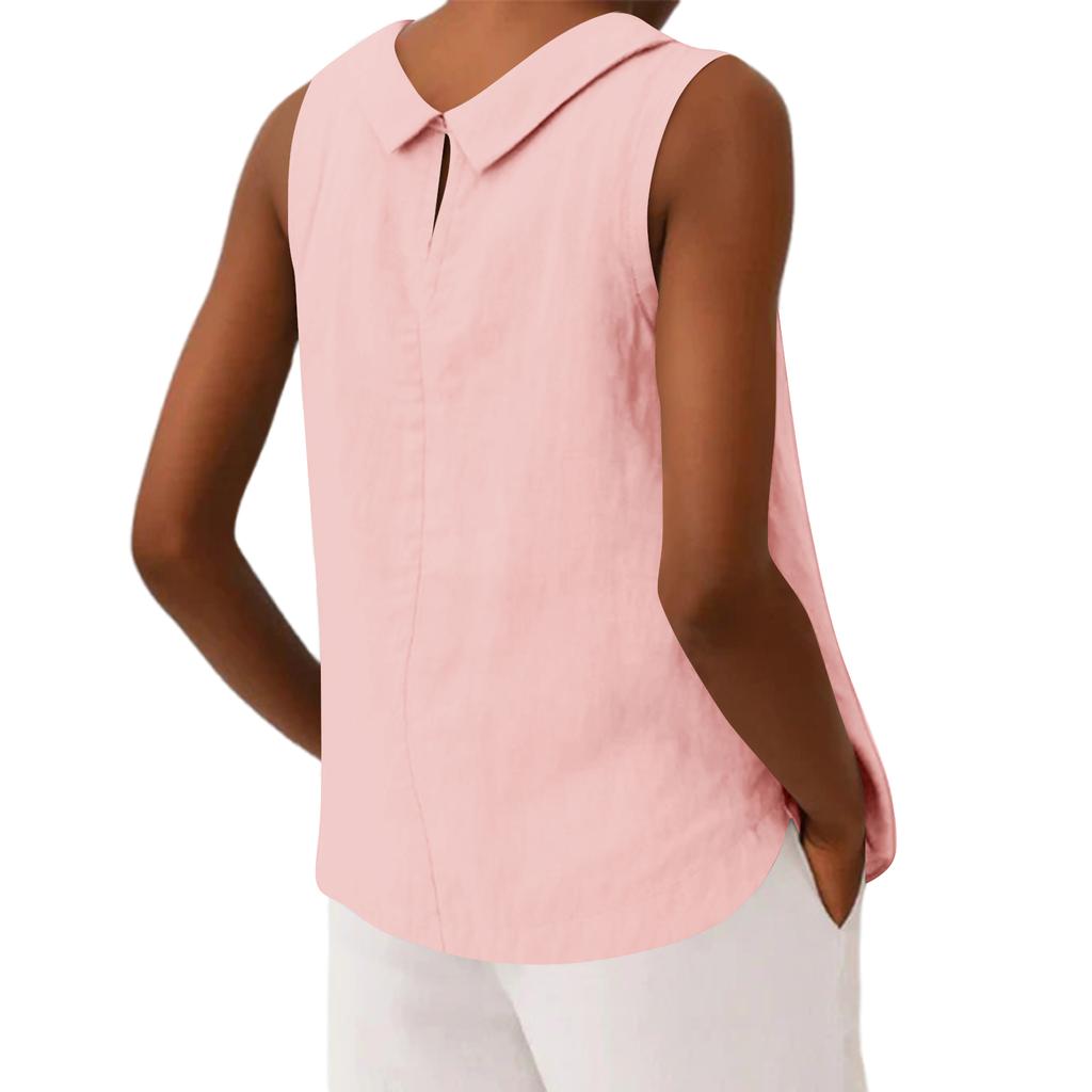 Женский хлопково-льняной короткий пуловер, повседневный топ без рукавов