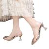 2025 Summer New Korean Version of Rhinestone Transparent Crystal Shoes High Heels Sandals Stiletto Women's Shoes Large Size Single Shoes