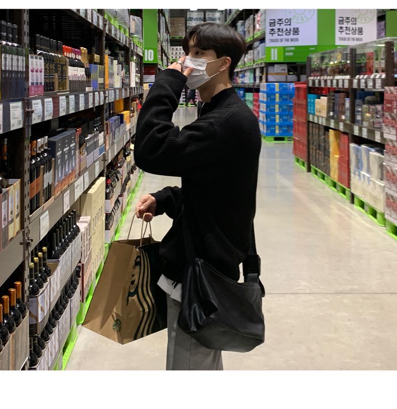 Мужской кардиган в корейском стиле с застежкой-молнией на половину длины: Осенний тренд: красивый и универсальный вязаный свитер с воротником-стойкой.