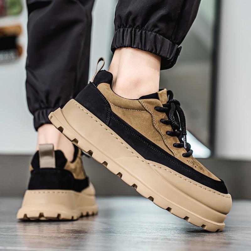 Модная обувь для мужчин Высококачественная платформа Обувь на платформе Тренд Большая голова Кожаные кроссовки Студенческие для улицы и отдыха Мужская обувь Zapatillas Hombre