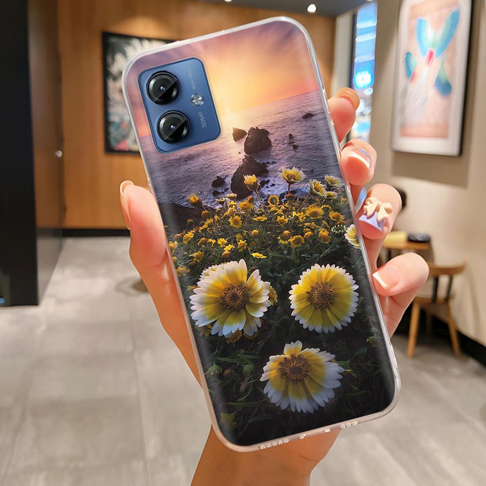 Для Motorola Moto G14 4G Чехол Накладка на телефон Высококачественный Прозрачный Силикон Funda Для Moto G14 4G Полная Защита Задние Крышки Coque