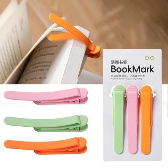 Bookmark clip automatic page-turning stylish silicone book marker insert into pages interesting stationery study reading goods gift Christmas set 3 +