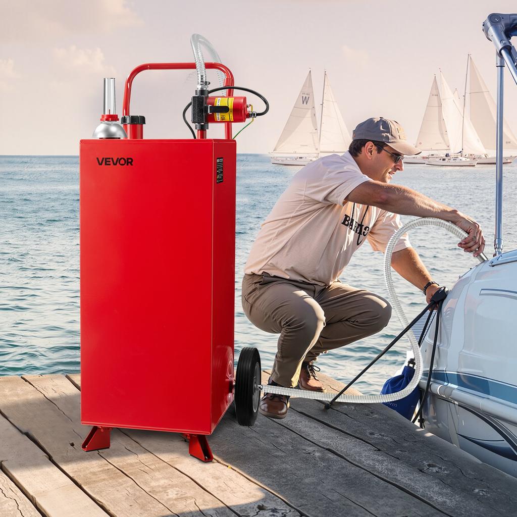 VEVOR 30 Gallon Fuel Caddy, Max Flow 32L/min, Gasoline & Diesel Fuel Tank with Electric Pump