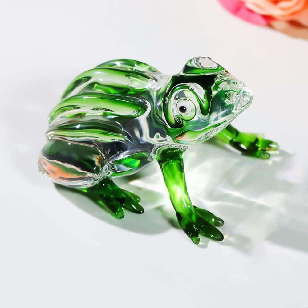 Crystal Home Decoration Ornaments Green Frog Ornament Pretty Glass Ornament Home