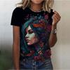 Модные женские футболки с портретным принтом, женские футболки с коротким рукавом, летние повседневные топы, свободная футболка для уличного спорта, женская футболка с круглым вырезом и принтом тай-дай