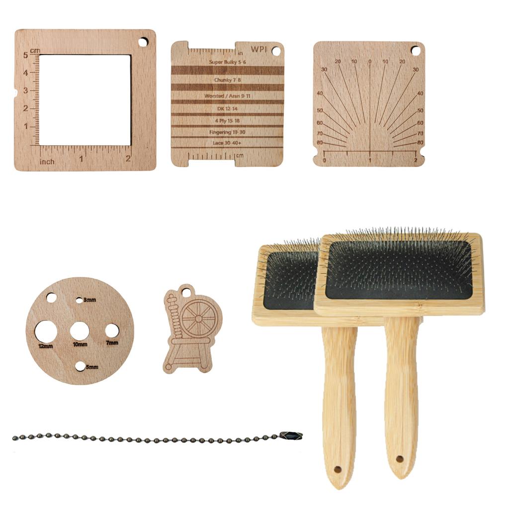 Деревянный измеритель плотности вязания, пряжи, кардеры для шерсти, инструмент для вязания, крючком, набор инструментов для измерения вязания